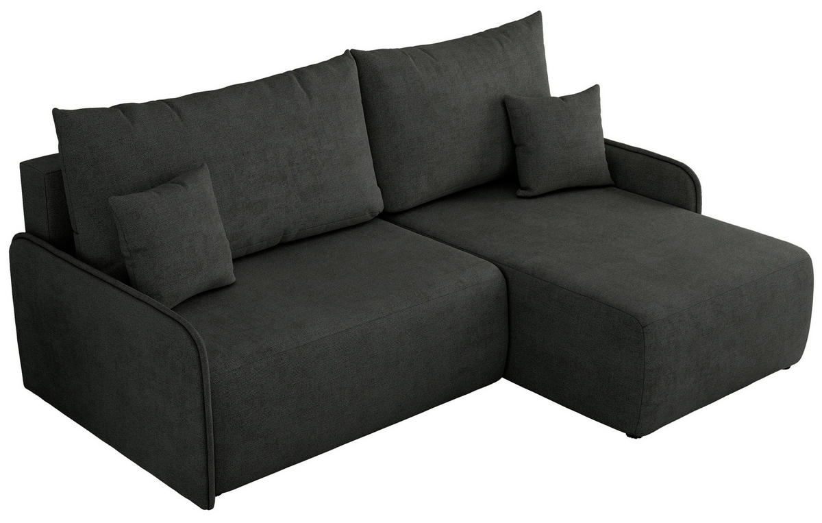 ECKSCHLAFSOFA ARPA L Dunkelgrau Struktur - rechts - Dunkelgrau/Schwarz, Kunststoff/Textil (150/198cm) - MKS