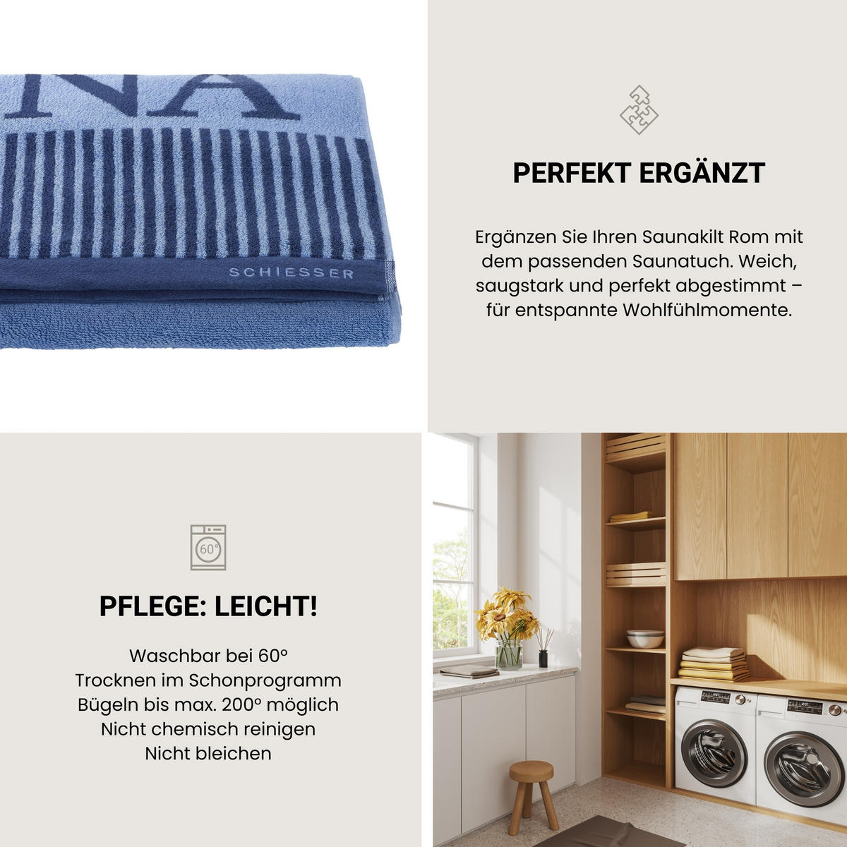 SAUNAKILT Rom Herren - 46-54 - Dunkelblau - Dunkelblau, Textil (55/150cm) - SCHIESSER