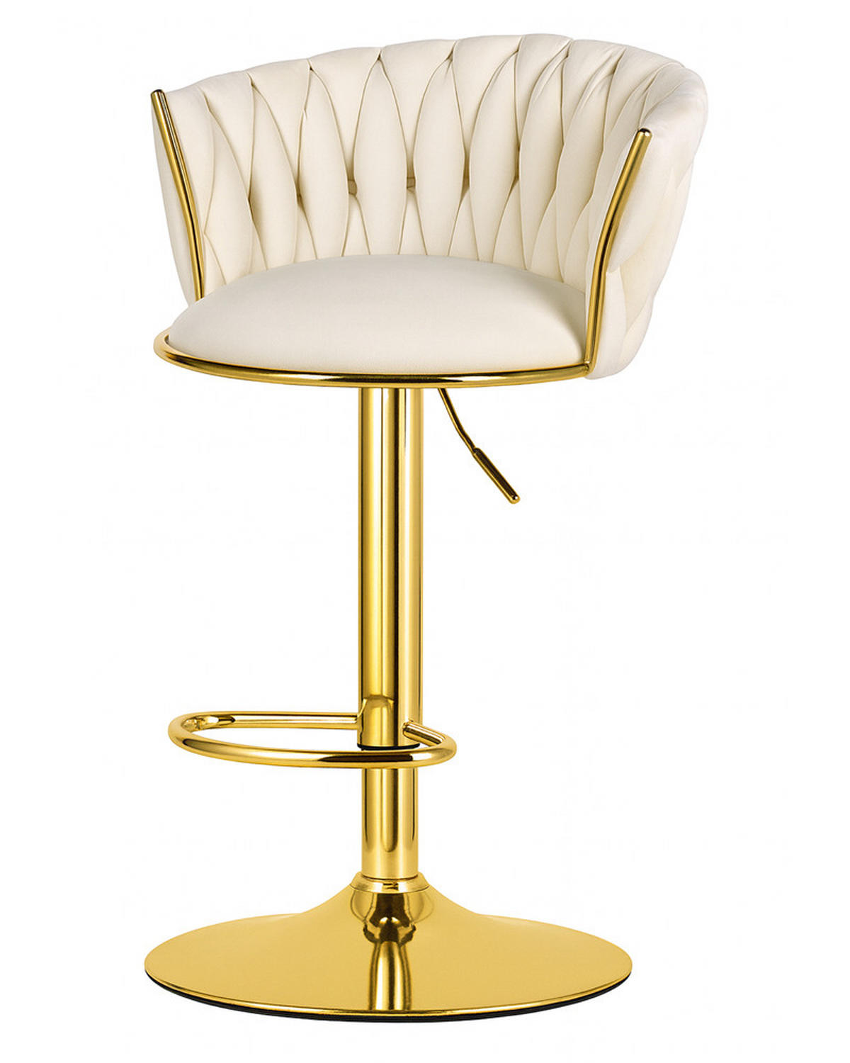 BARHOCKER 2-er Set MIG beiger Sitz, Goldbasis - Beige, Textil (51/105/50cm) - Valora