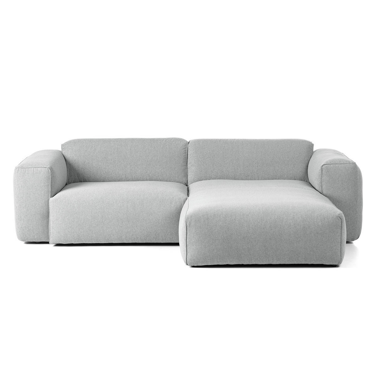1,5-SITZER ECKSOFA mit Longchair - Hellgrau/Schwarz, Kunststoff/Textil (260/173cm) - home24