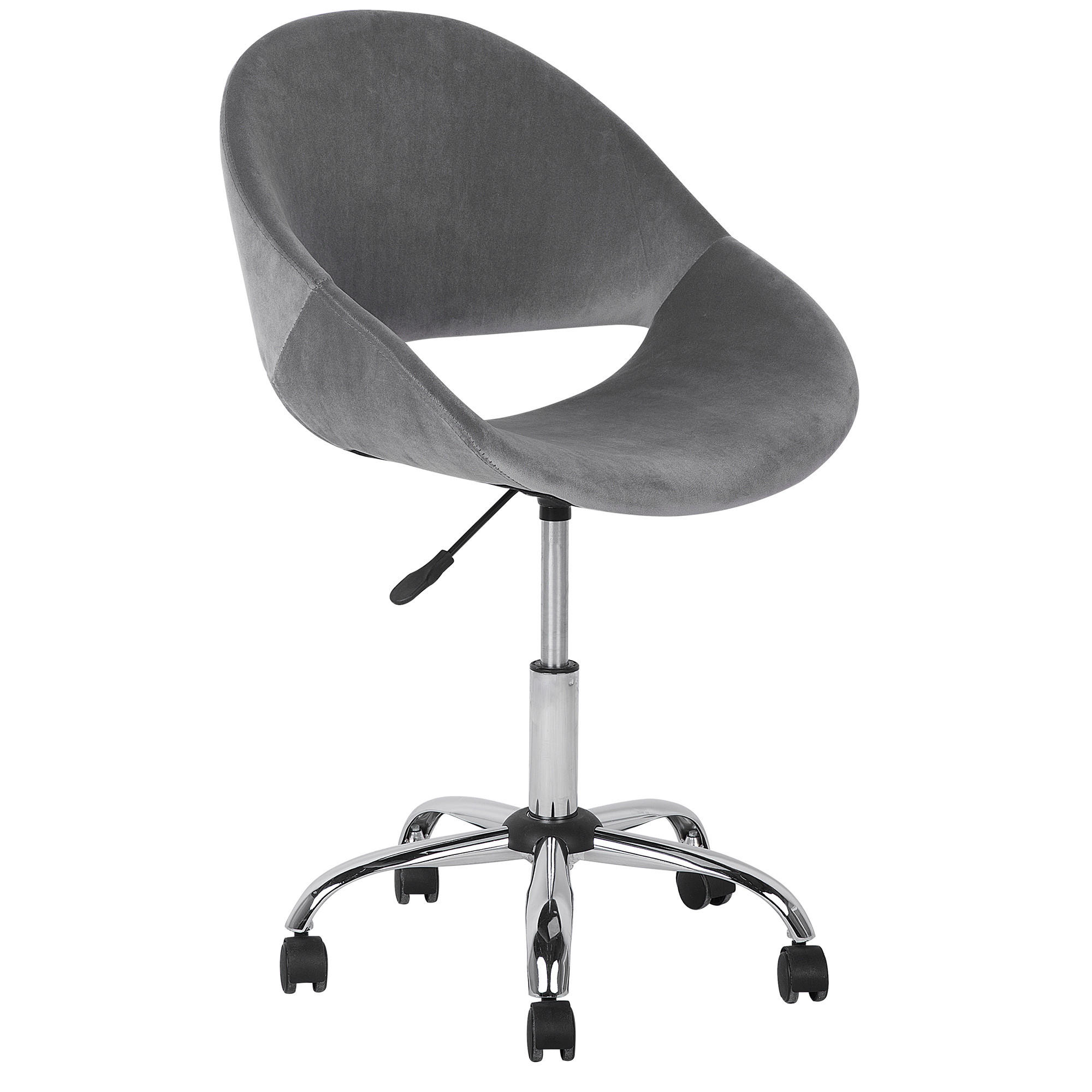 BÜROSTUHL Samtstoff Grau Selma - Grau, Textil/Metall (62/84/62cm) - Beliani