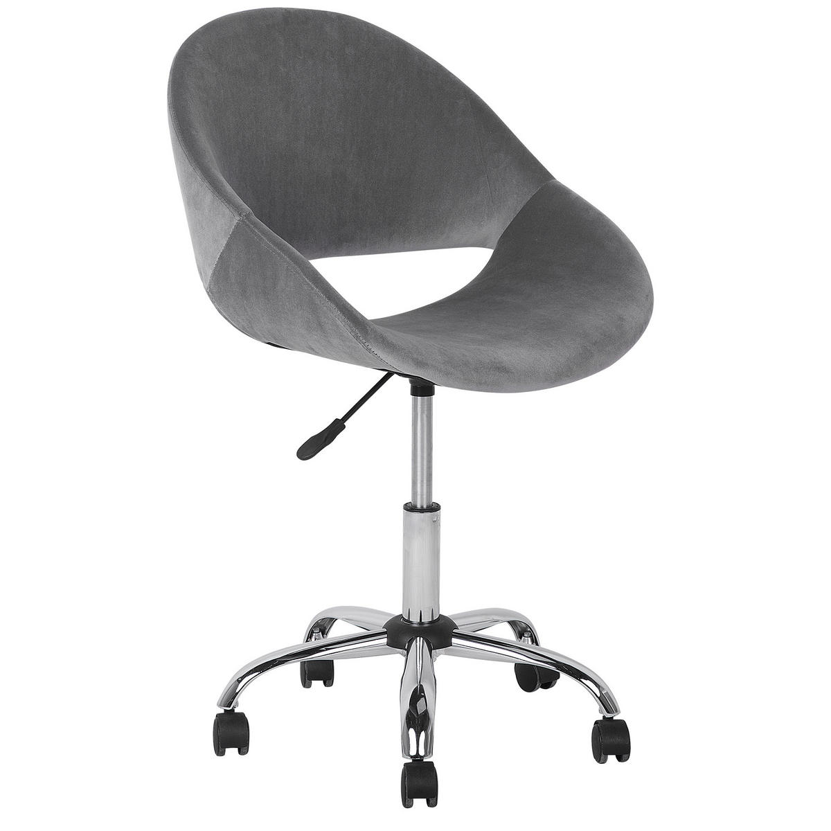 BÜROSTUHL Samtstoff Grau Selma - Grau, Textil/Metall (62/84/62cm) - Beliani