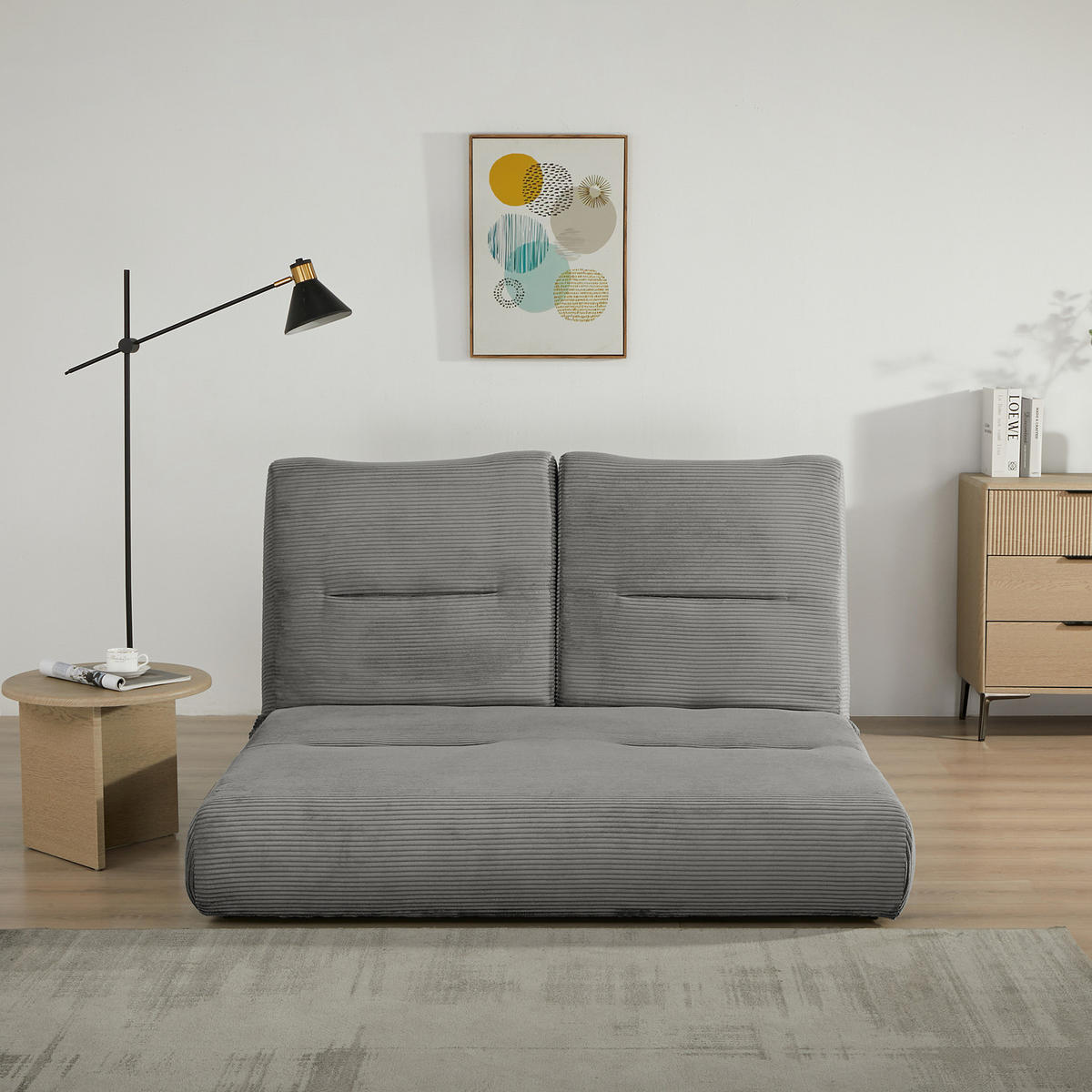 SCHLAFSOFA - Cordstoff - Grau, Textil (159/88/160cm) - home24