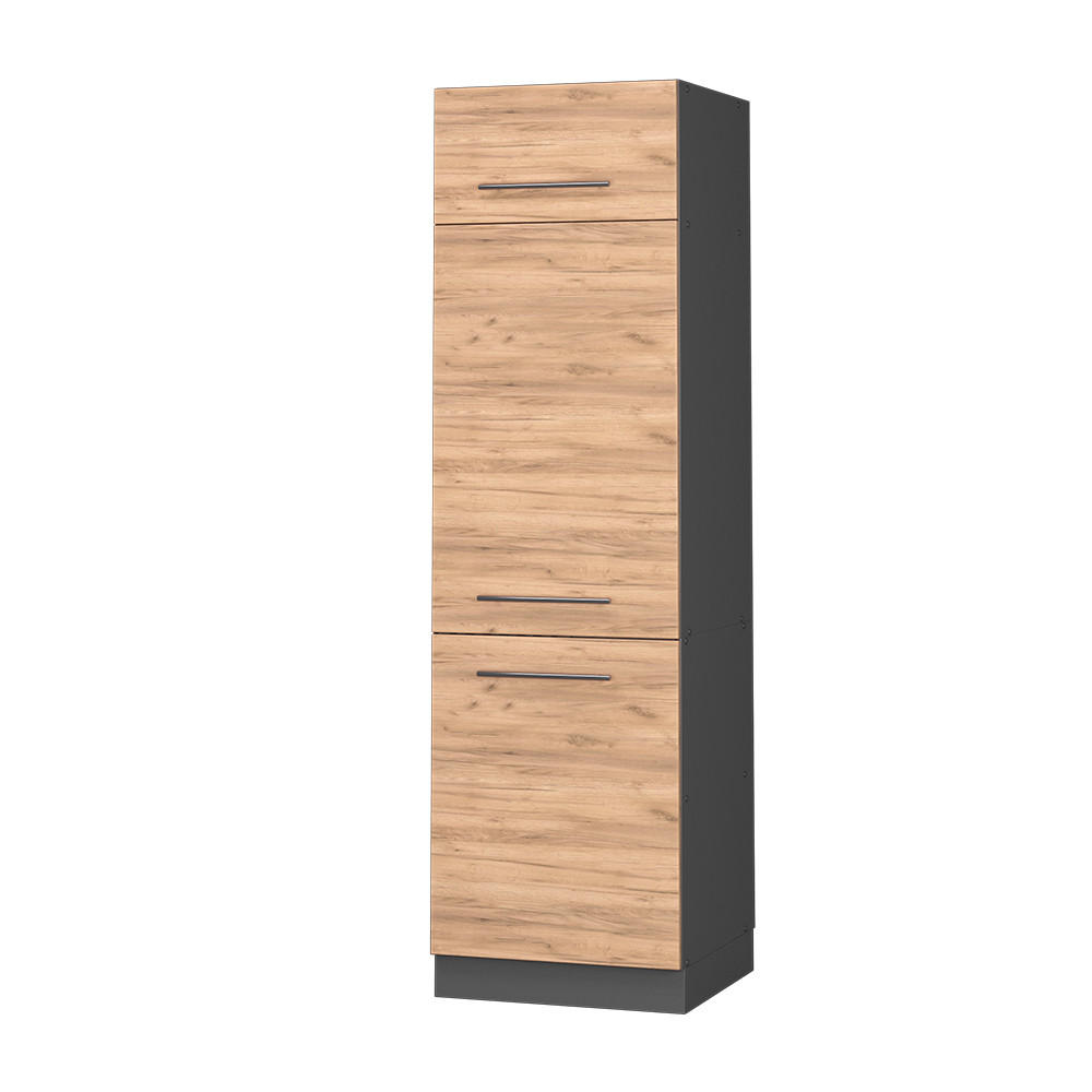 KÜCHENSCHRANK Fame-Line Goldkraft Eiche 60 cm - Anthrazit/Eiche Wotan, Holzwerkstoff (60/206.8/58.1cm) - Vicco