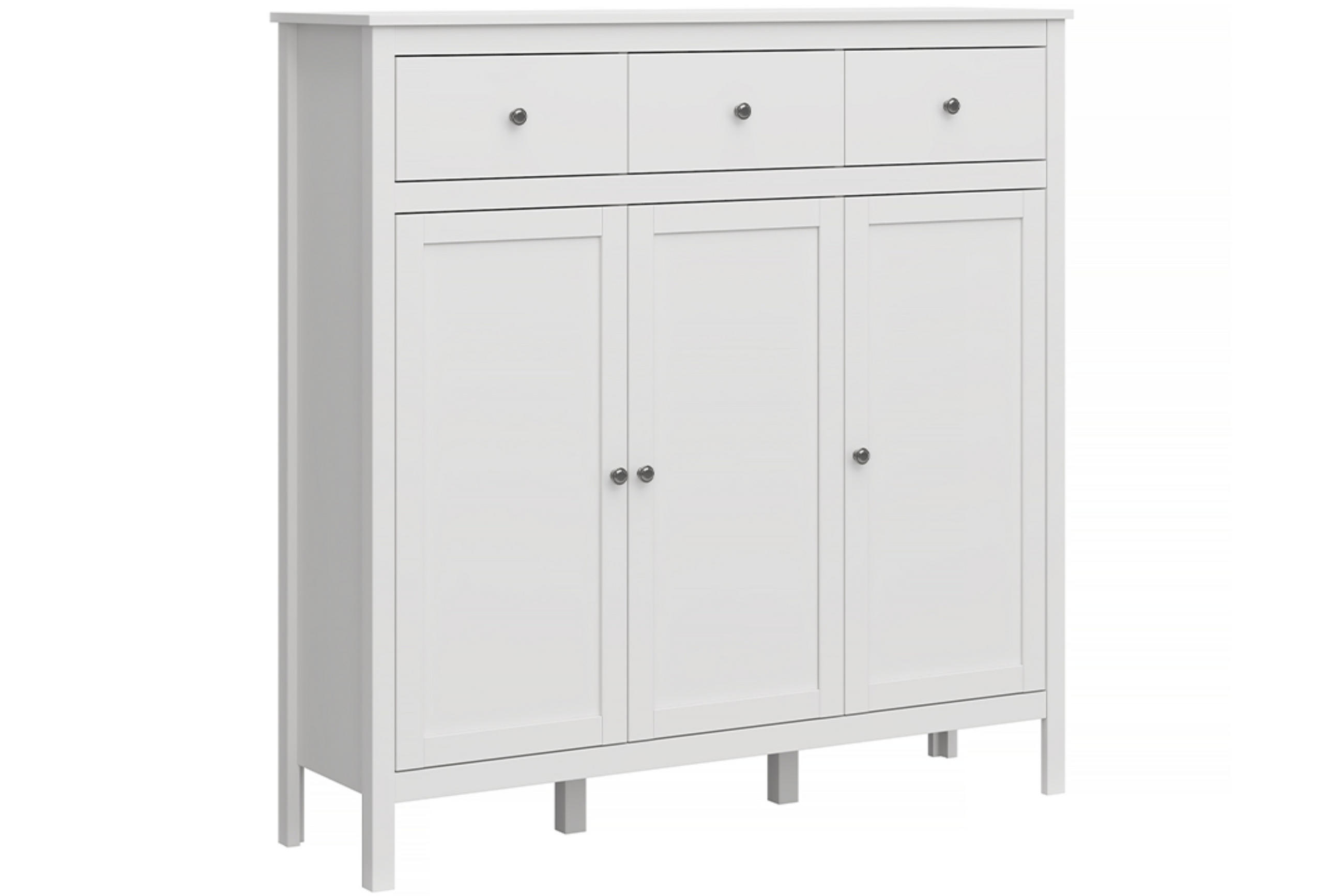KOMMODE FARGE mit Türen und Schubladen, weiß - Weiß, Holz (133/135/37cm) - KONSIMO®