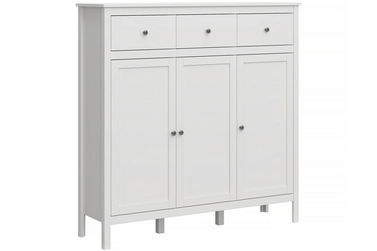 KOMMODE FARGE mit Türen und Schubladen, weiß - Weiß, Holz (133/135/37cm) - KONSIMO®