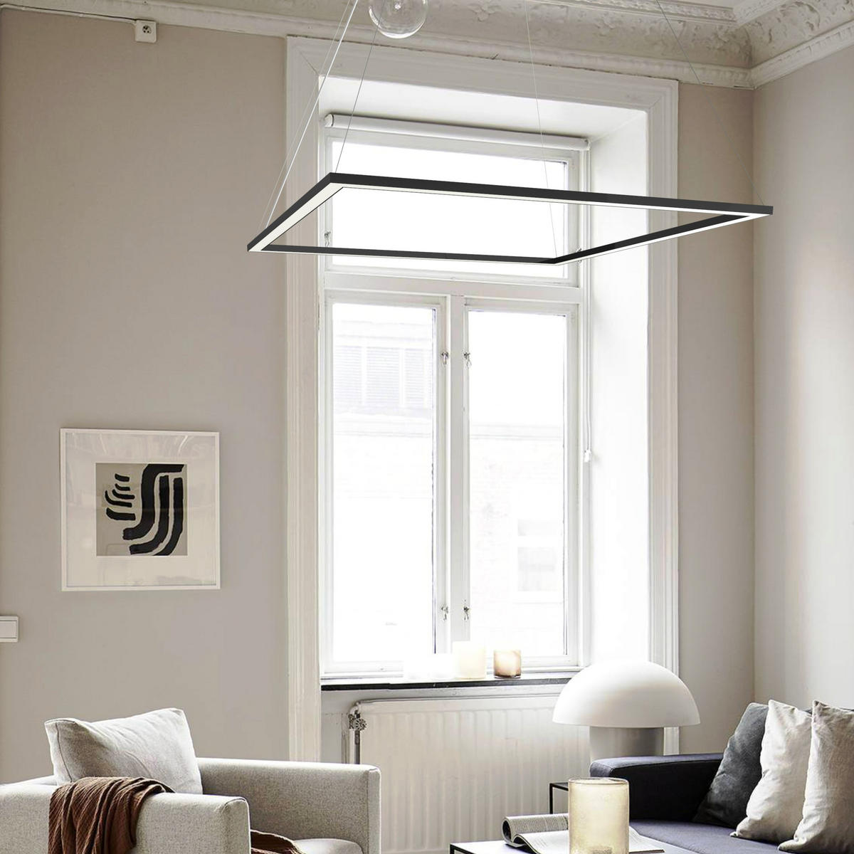 LED-HÄNGELEUCHTE - Graubraun, Metall (90/90/100cm) - Lumicom