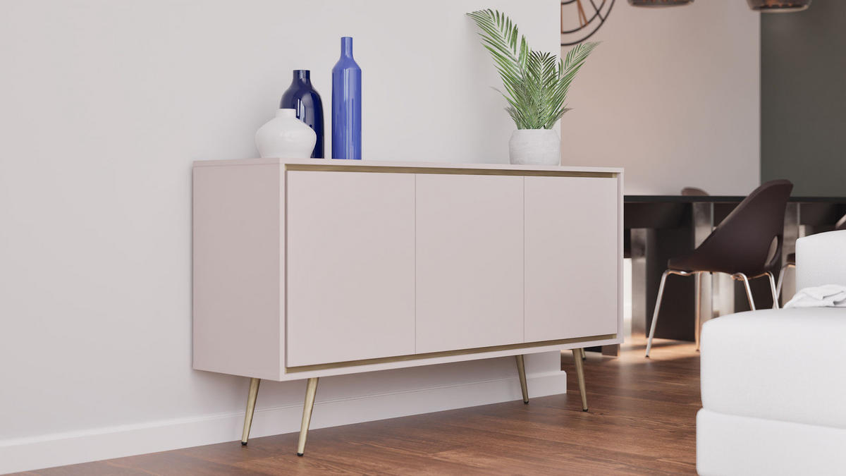 KOMMODE Tori 150 cm Kaschmir - Kaschmir/Goldfarben, Holzwerkstoff/Metall (150/80/40cm) - Ravio