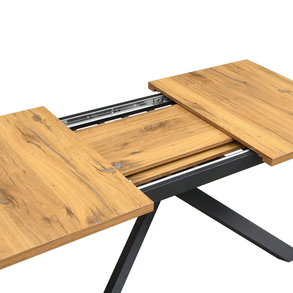 AUSZIEHTISCH MALTEX 140-220/90/76 cm - Schwarz/Braun, Metall (90/140/76cm) - DUBI Möbel