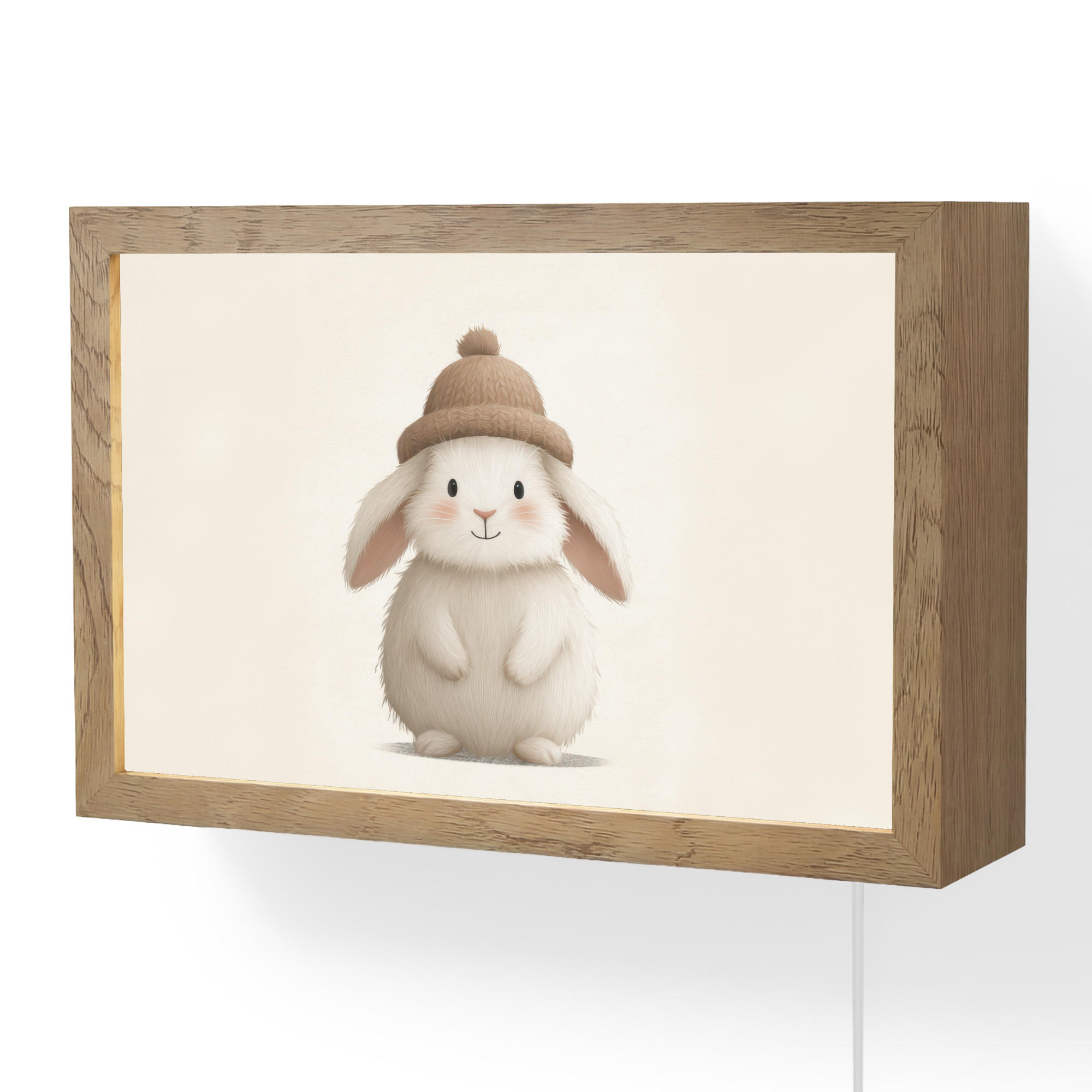 OnlyWow NÁSTĚNNÁ LAMPA Králík - Klobouk - Uši - béžový 30x20 cm
