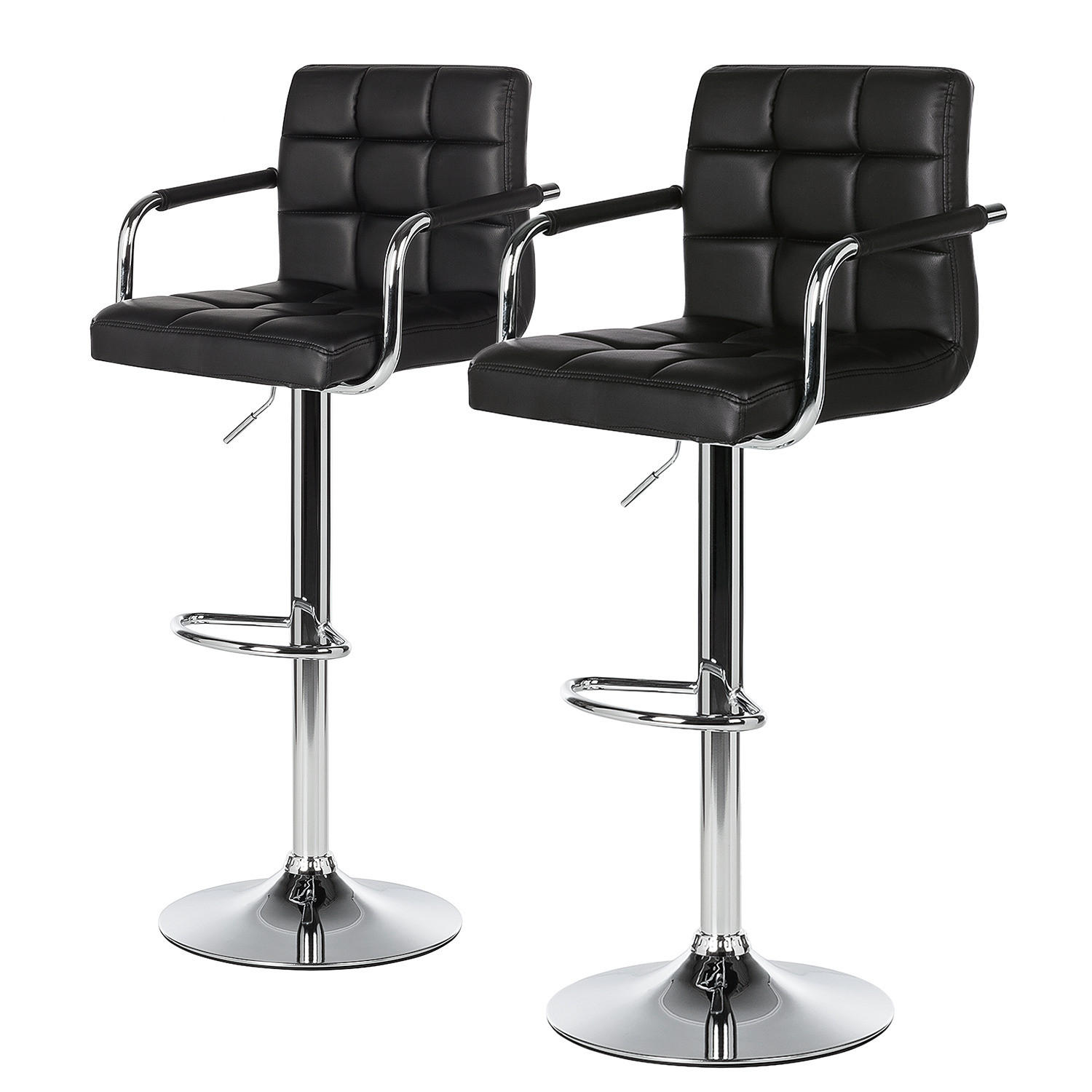 BARSTUHL - Metall / Kunstleder - Chromfarben/Schwarz, Leder/Kunststoff (53/96/49cm) - home24