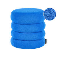 POUF Bouclé Blau Sumpter - Blau, Textil (43/47/43cm) - Beliani