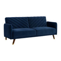 SCHLAFSOFA Klappsofa 3-Sitzer - Samt - Blau - JORIS - Blau, Textil (198/87/95cm) - Vente-Unique