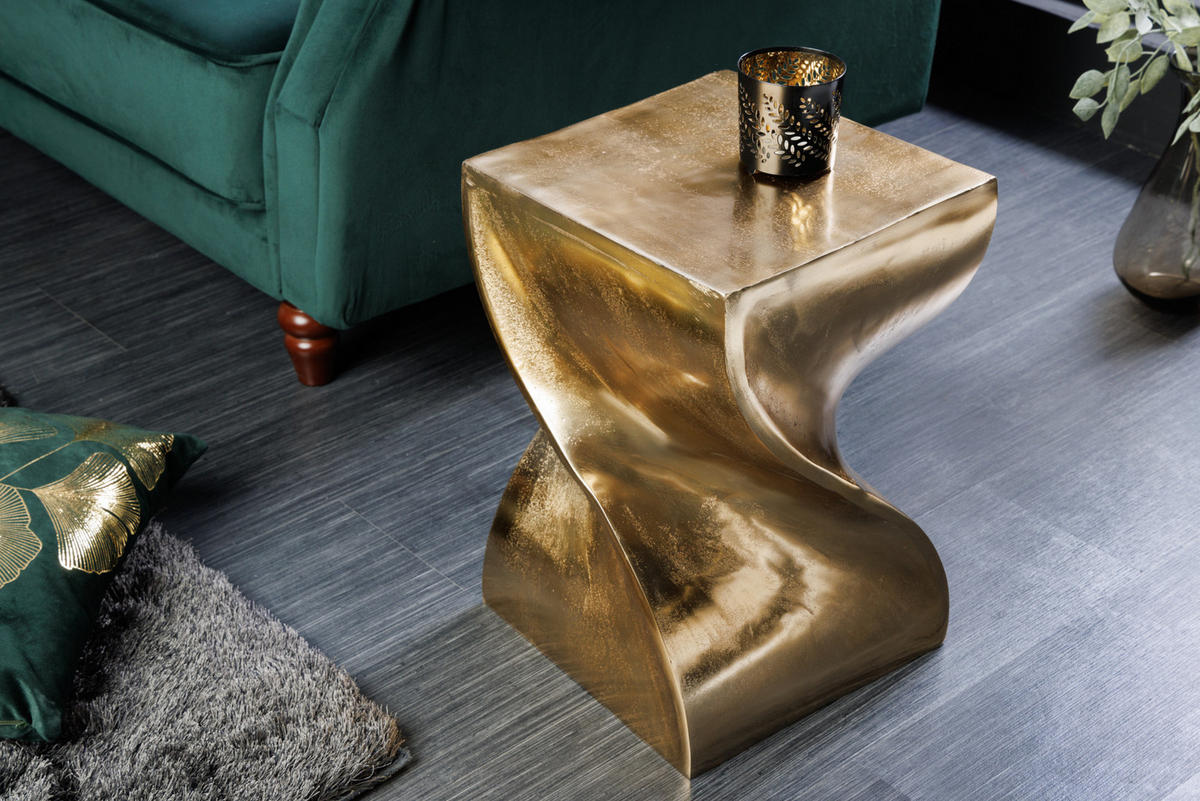 BEISTELLTISCH TWIST Metall Gold 45 cm - Goldfarben, Metall (30/30/45cm) - riess-ambiente