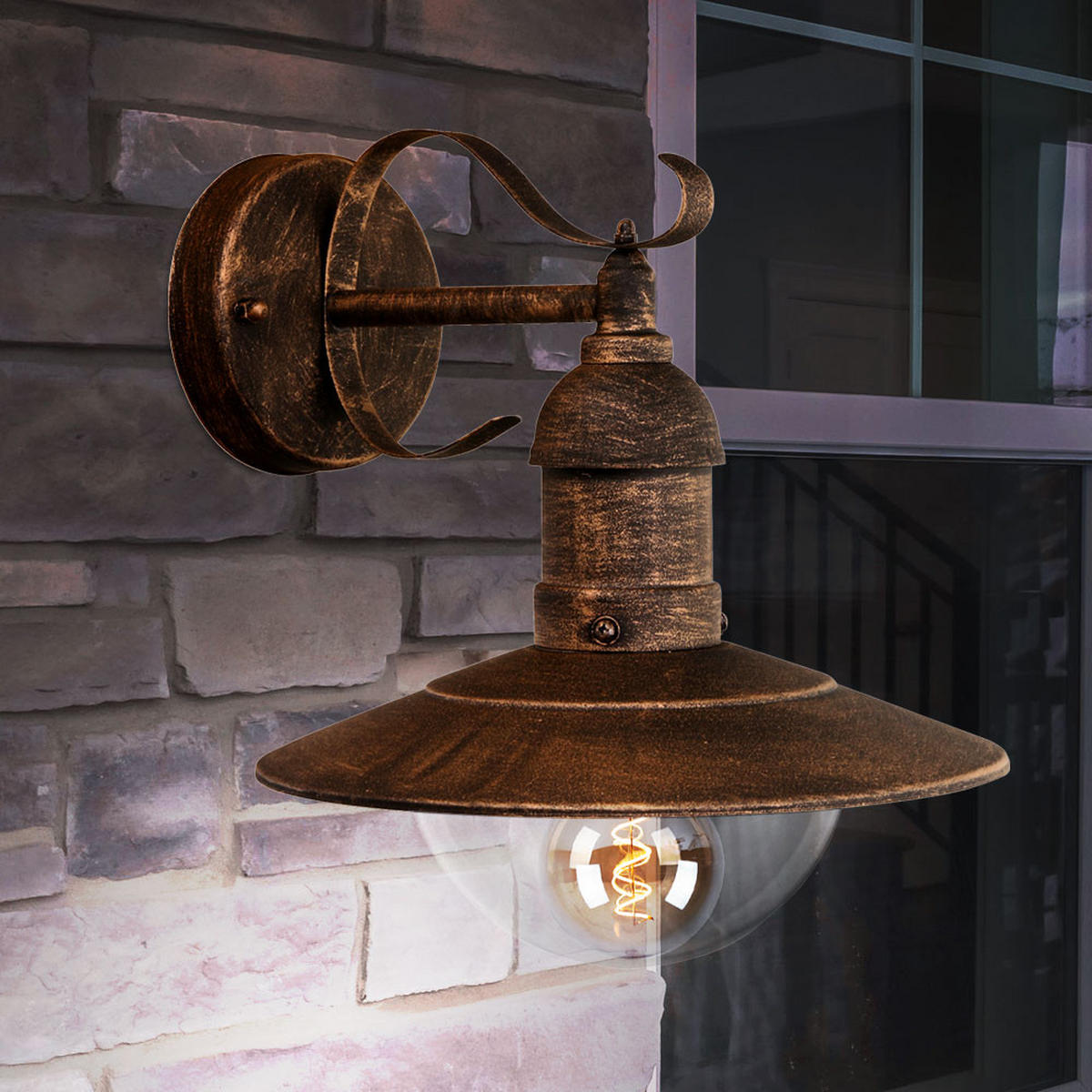 LED WANDLEUCHTE Amrum Schwarz Gold - Braun, Metall (27.2/24/25.6cm)