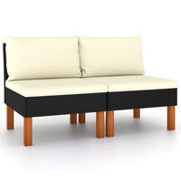 GARTENSOFA FYLOU 67/60.5/64.5 cm （2-SITZER） - Schwarz, Holz (67/60.5/64.5cm) - ZMH