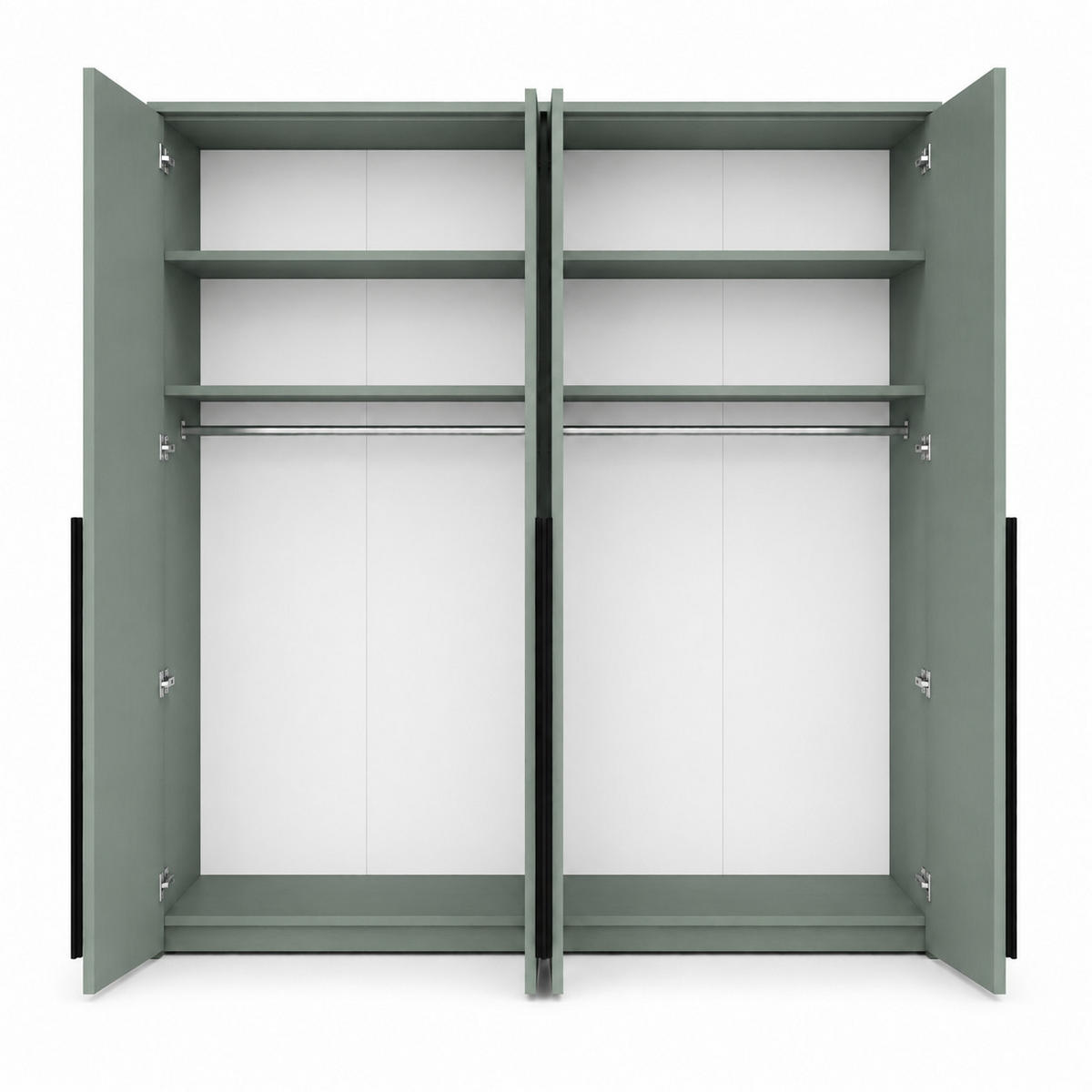 KLEIDERSCHRANK: Eukalyptus / Griffe Silber, 210 x 65 x 217,2 cm - Silberfarben/Grün, Holzwerkstoff (210/217.2/65cm) - 3XE LIVING