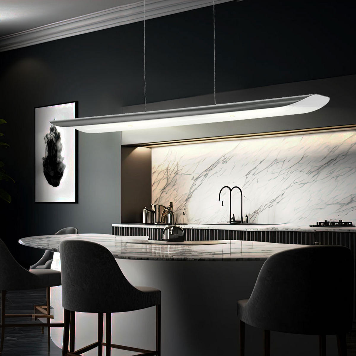 LED HÄNGELEUCHTE ZUBIA Grau Stahl Glas - Grau, Glas (90/12/110cm)