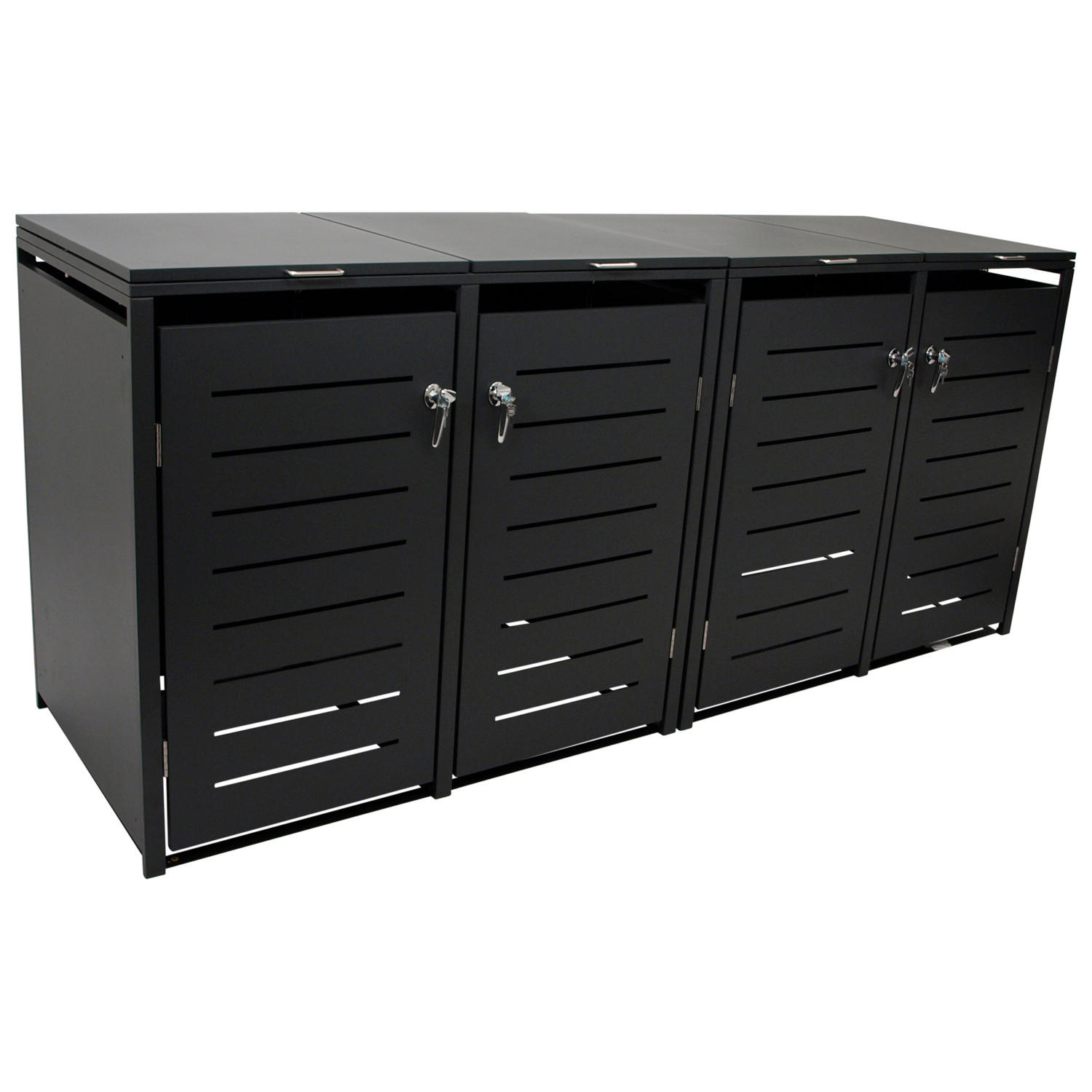 MÜLLTONNENVERKLEIDUNG Cambridge - Mülltonnenbox für 4 x 120 L - Stahl verzinkt, anthrazit - Grau, Metall (230/102/62cm) - TPFGarden