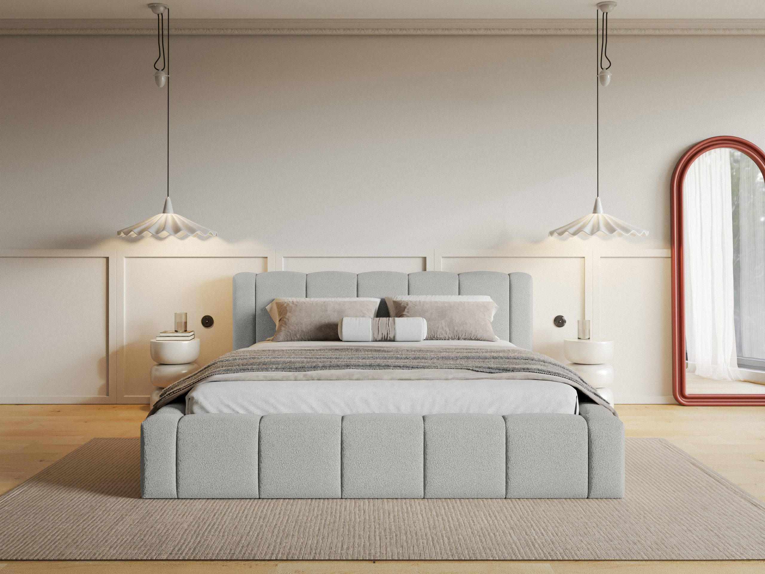 POLSTERBETT Nedi 140x200 cm, Grau - Grau, Textil (140/200cm) - Fedve