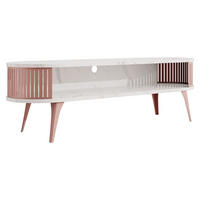 TV-LOWBOARD Roenni Oval Ember - Messingfarben/Weiß, Holzwerkstoff/Metall (140/44/40cm) - MIRJAN24