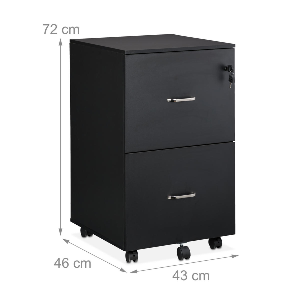 ROLLCONTAINER - Silberfarben/Schwarz, Holzwerkstoff/Kunststoff (43/72/46cm) - Relaxdays
