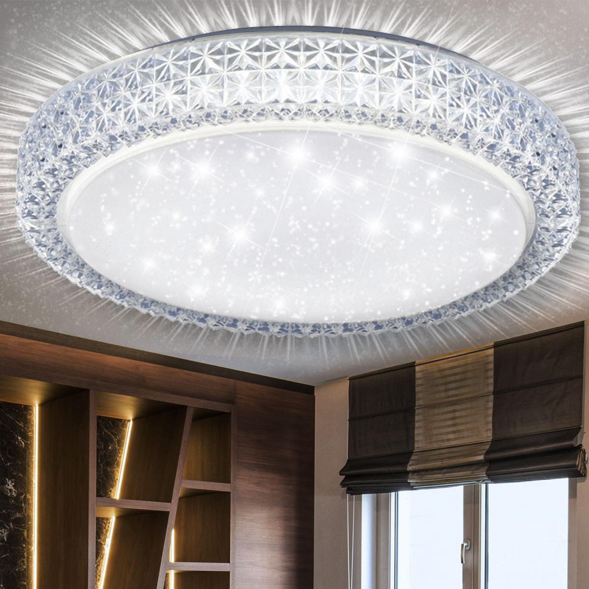 LED DECKENLEUCHTE Kristalle Weiß - Weiß, Metall (40/40/11cm)