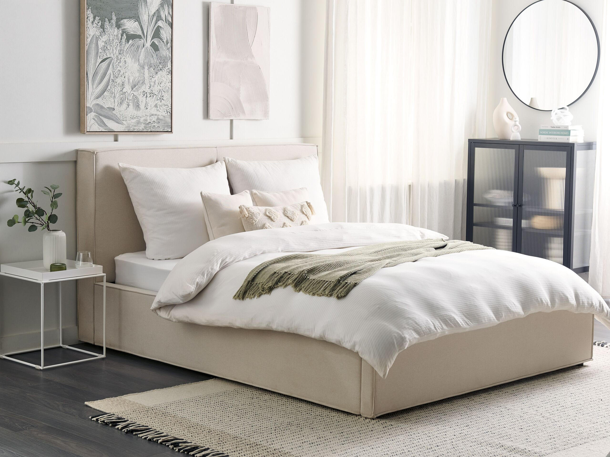 POLSTERBETT 160/200cm Beige Moissac - Beige, Textil (160/200cm) - Beliani