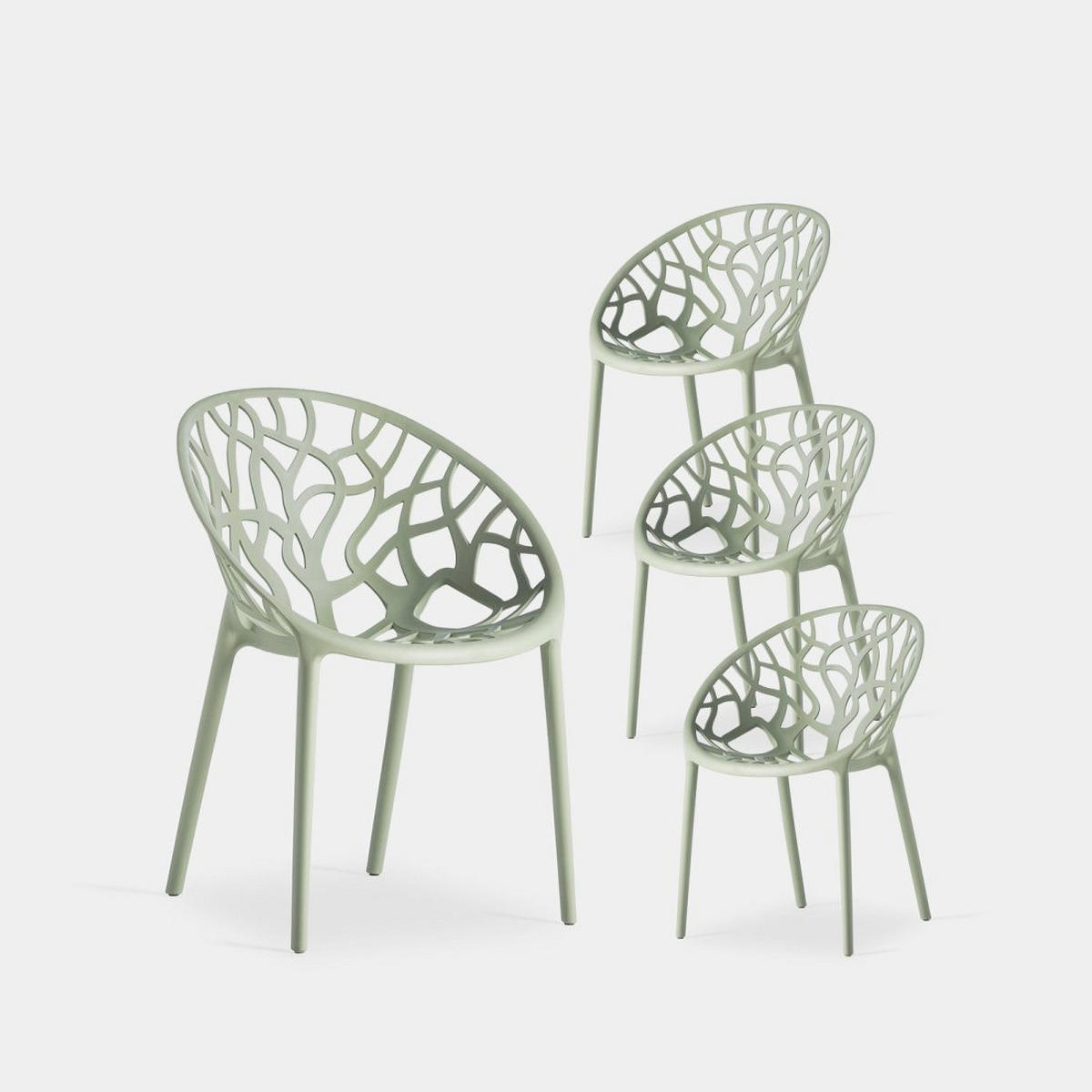 GARTENSTUHL Rhona Grün 58 cm x 79 cm 4er-Set - Grün, Kunststoff (58/79/60cm) - Klast Home
