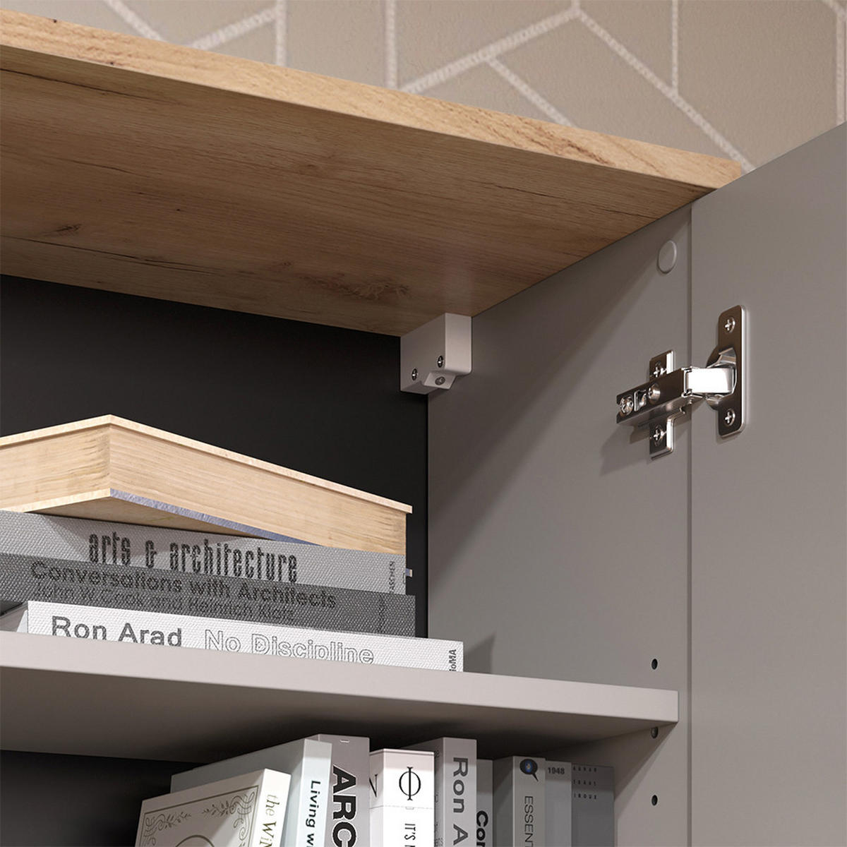 STĚNOVÁ POLICE Wido Greige - Sonoma dub/šedobéžová, kompozitní dřevo (60/100/30cm) - Vicco