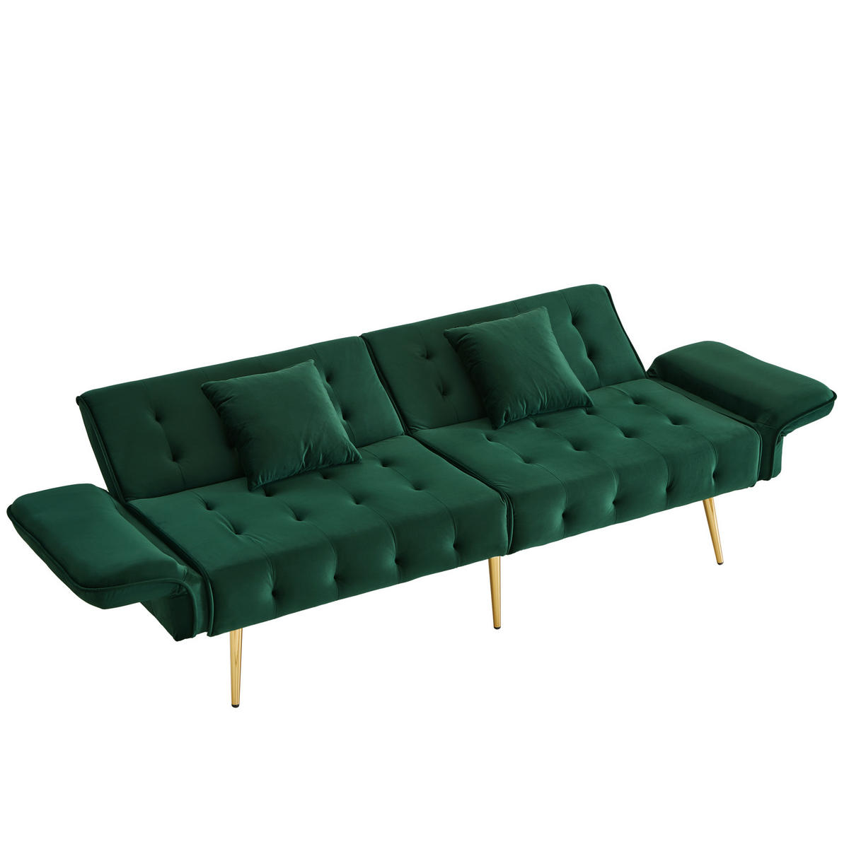 ROZKLADACIA pohovka s lôžkom zo zamatu, 215/81,5 cm zelená, s polohovateľným operadlom a podrúčkami - zelená, textil (82/70/178cm) - BEAOK