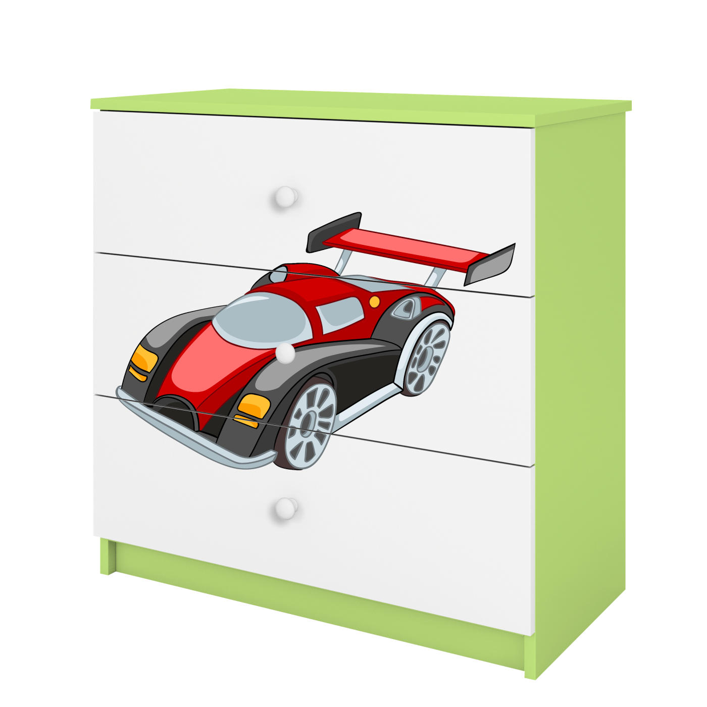 KOMMODE Babydreams Rennwagen 81/81/41 - Grün, Holzwerkstoff (81/81/41cm) - RAUMHIRSCH FURNITURE