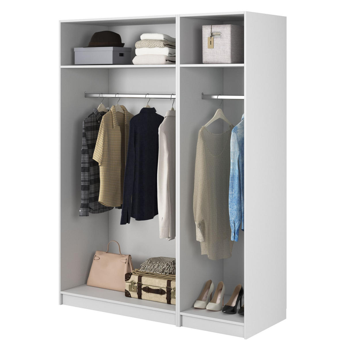 KLEIDERSCHRANK Moonir Weiß 150 cm - Goldfarben/Weiß, Holzwerkstoff/Metall (150/200.5/57cm) - Selsey