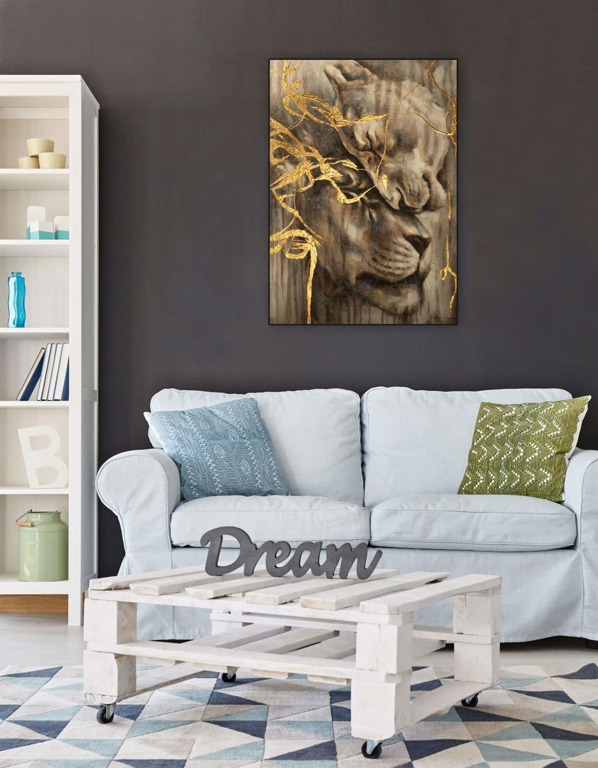 ACRYLBILD HANDGEMALT 75/100 cm - Goldfarben, Holz/Textil (75/100cm) - KUNSTLOFT