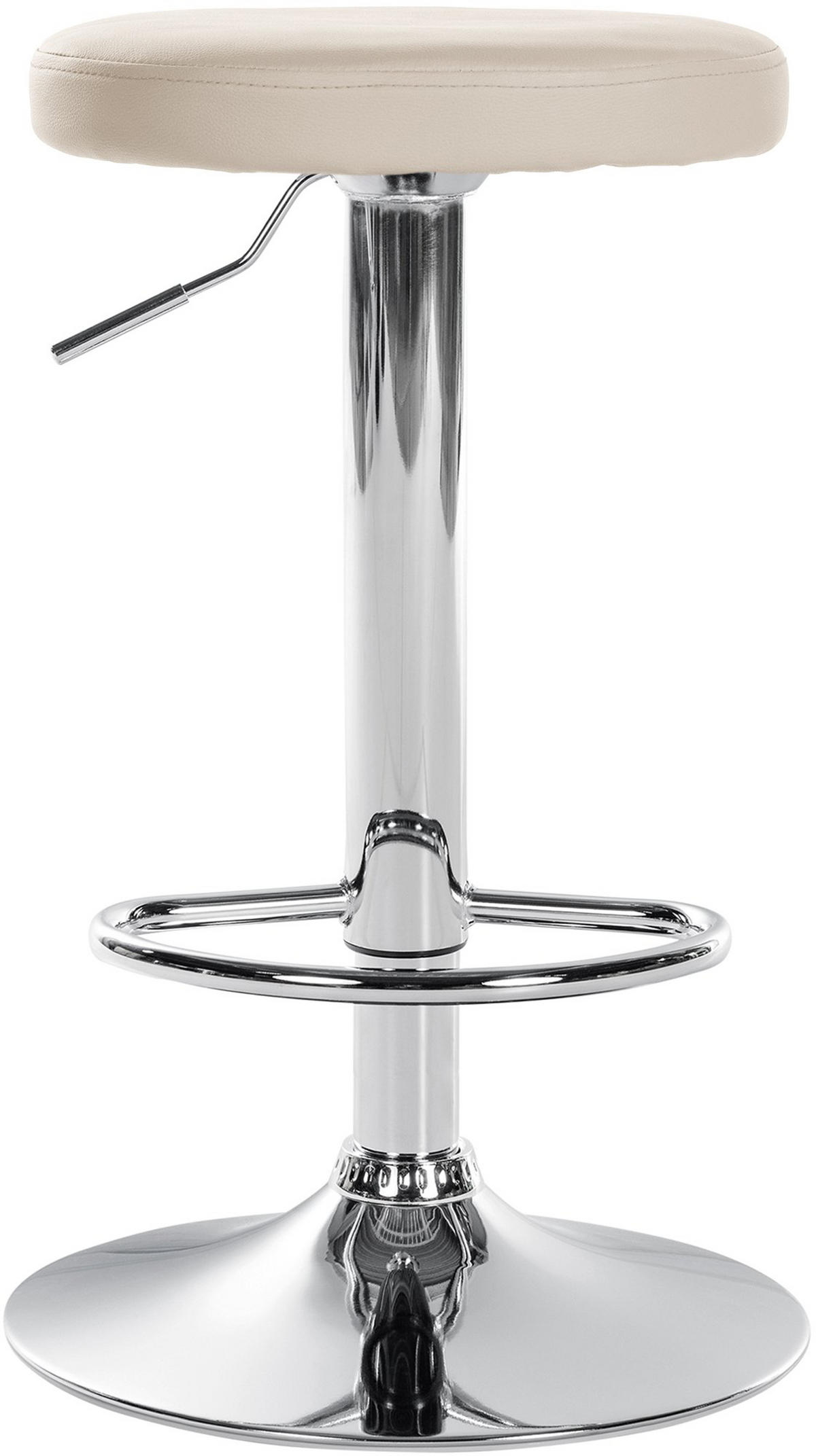 BARHOCKER Pontius Kunstleder chrom creme - Chromfarben/Naturfarben, Kunststoff/Metall (38.5/81/38.5cm) - TPFLiving