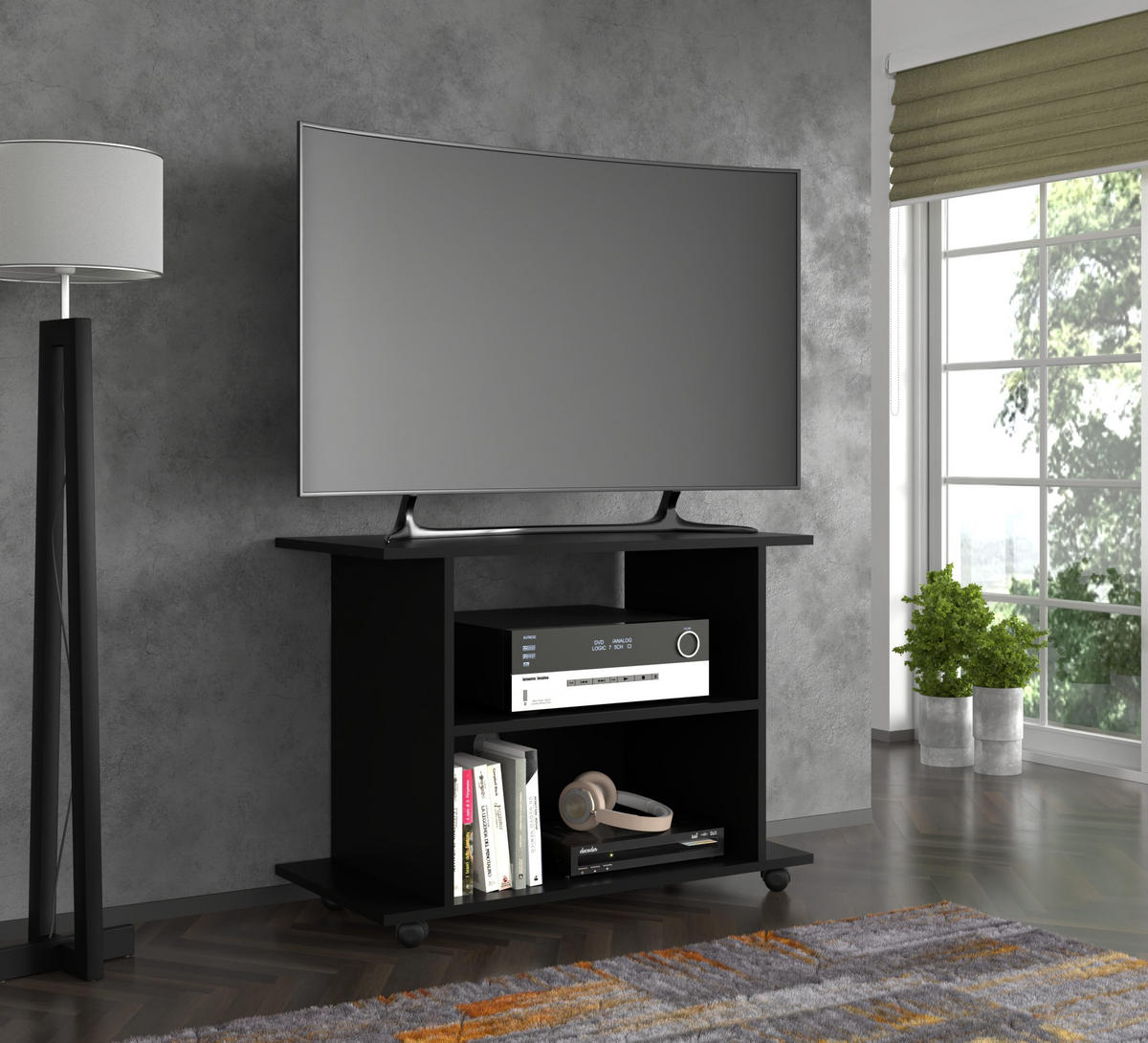 TV LOWBOARD Schwarz 80/60/40 - Schwarz, Holzwerkstoff (80/60/40cm) - RAUMHIRSCH FURNITURE