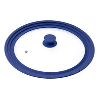 UNIVERSAL-GLASDECKEL, 30/32/34 cm, blau groß - Blau, Glas (34/34/6cm) - bremermann