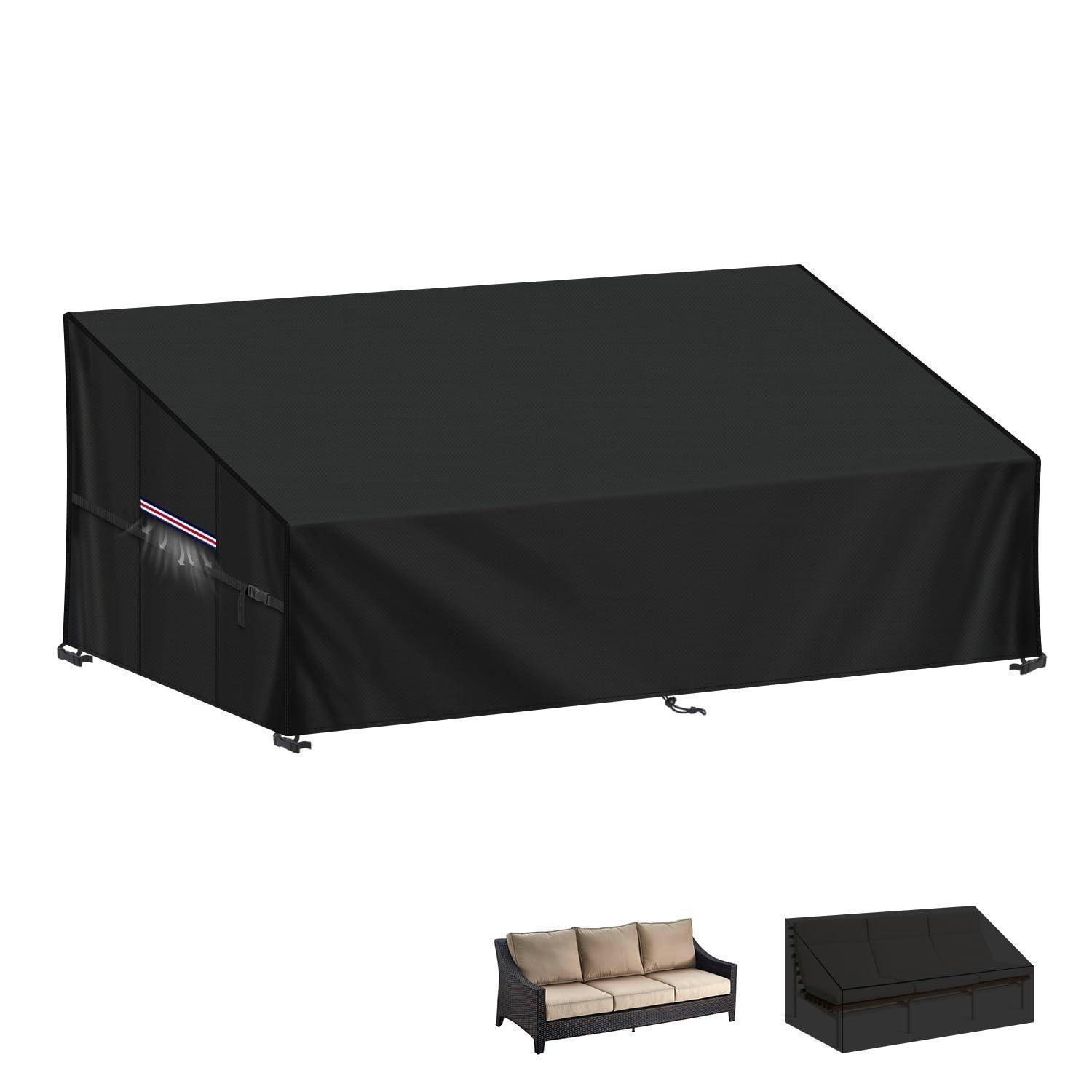 GARTENSOFA Abdeckung 205x85x80/40cm Wasserdicht Winddicht - Schwarz, Textil (85/80/205cm)
