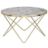 COUCHTISCH Marmor Optik YARA Gold weiß - Goldfarben, Holzwerkstoff (85/85/49cm) - tinkaro