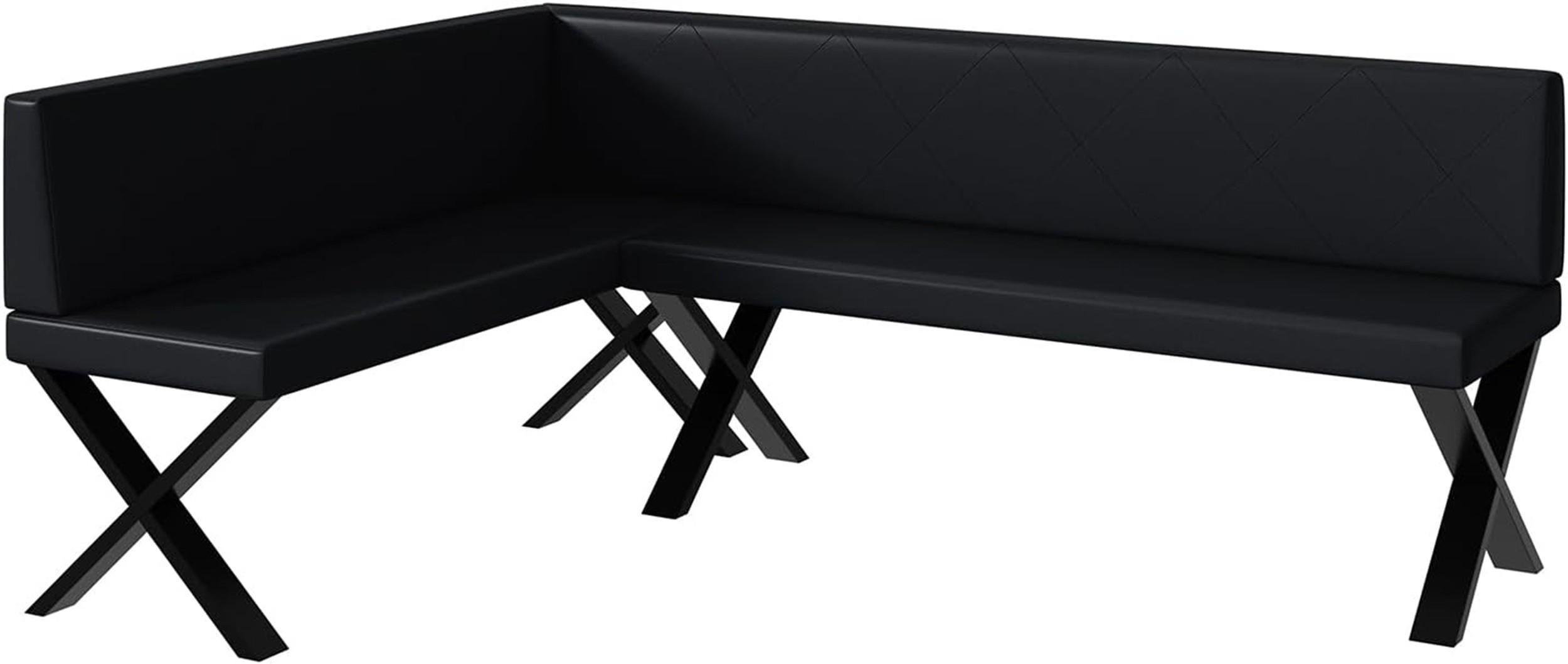 ECKBANK ERIC_X - Schwarz, Leder (142/196cm) - Meblini