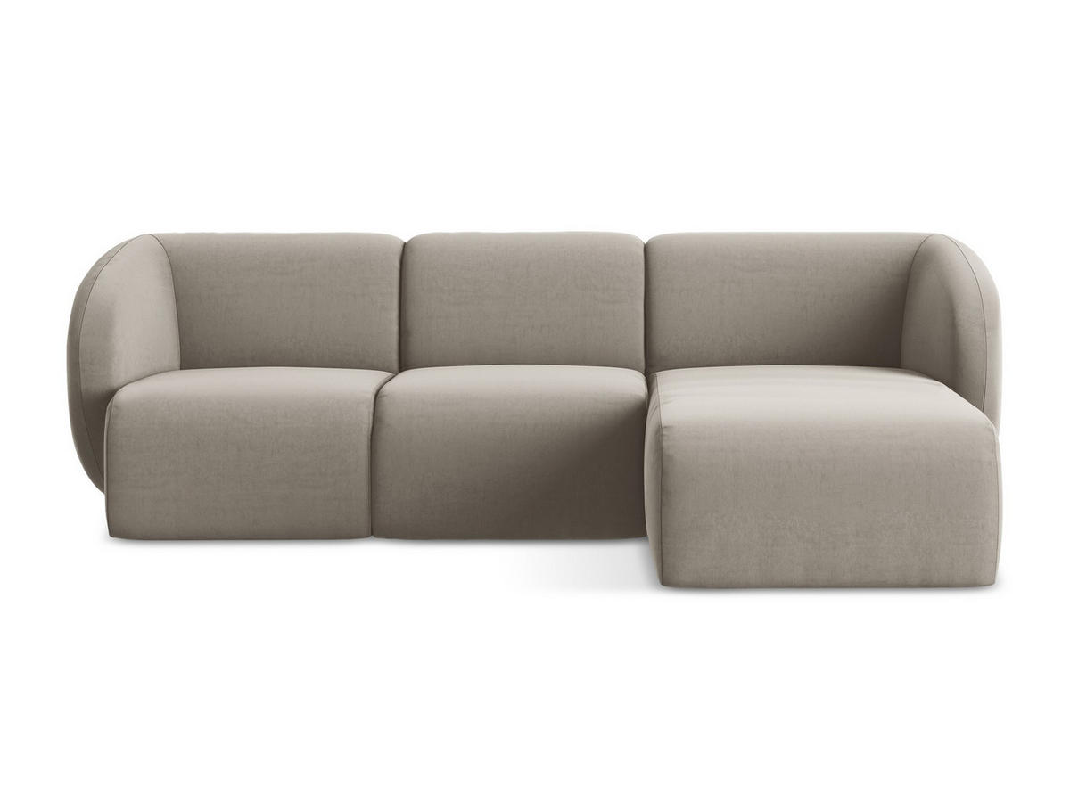 ECKSOFA Rechts Samt Stoff Grau - Taupe/Schwarz, Holzwerkstoff/Kunststoff (248/166cm) - Makamii