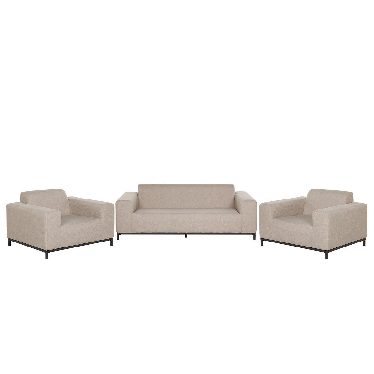 LOUNGE SET 5-Sitzer beige/schwarzes Gestell Rovigo - Beige/Schwarz, Textil - Beliani