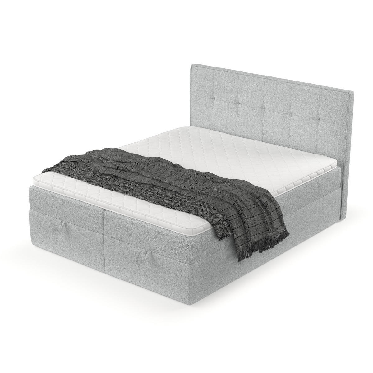 BOXBETT Tivra 180/200 cm Hellgrau im Riva Stoff - Hellgrau/Schwarz, Holz/Holzwerkstoff (180/200cm) - AltaBeds