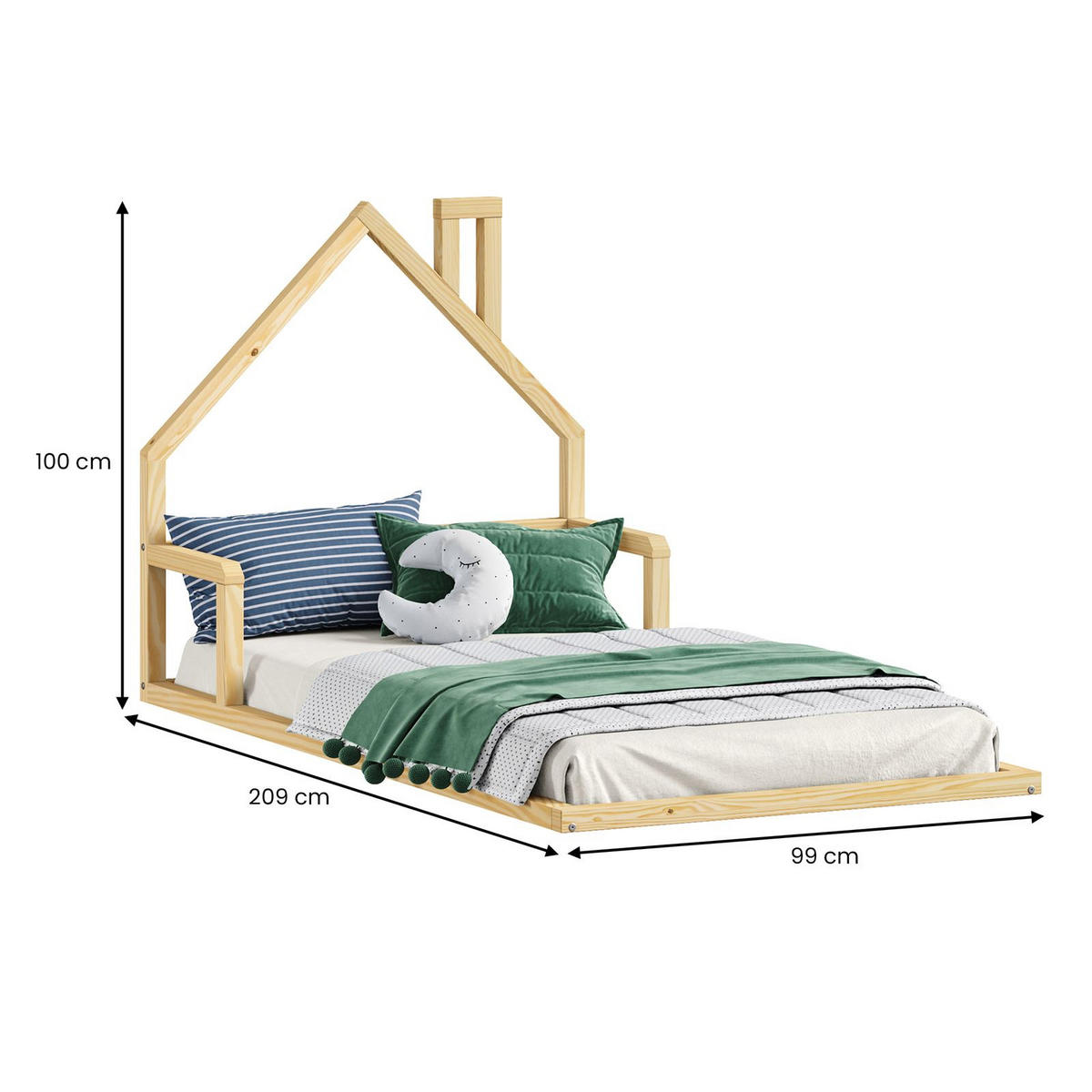 BODENBETT ELOA 90X200 CM - Naturfarben, Holz - IDIMEX