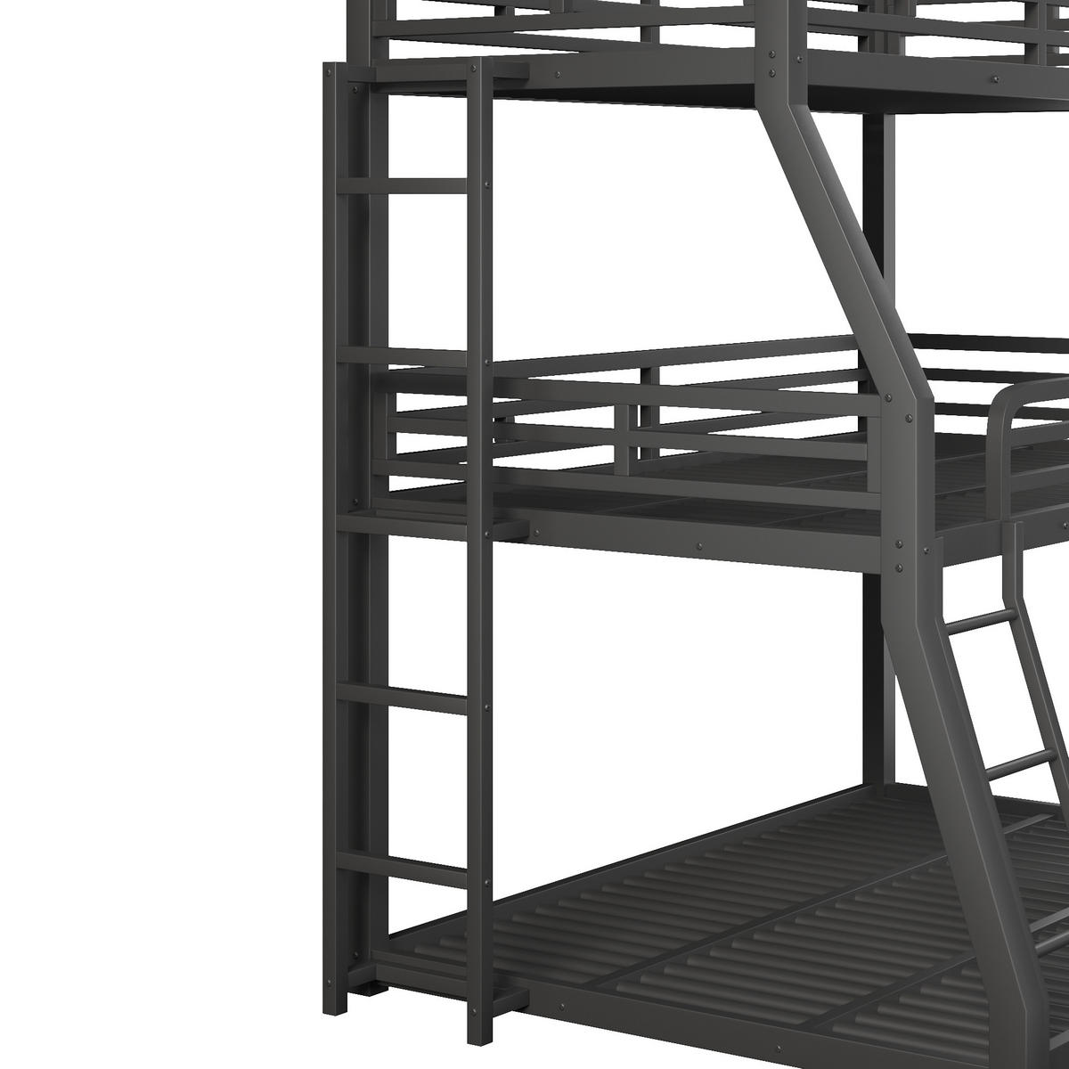 ETAGENBETT 90/120/140 x 200 cm, 3 Ebenen, DE-42019, in Schwarz - Schwarz, Metall (140/200cm) - ComfortXL