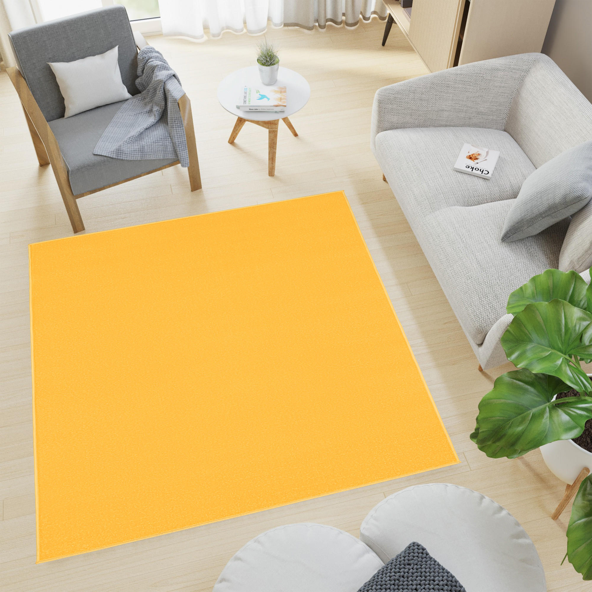 TEPPICH MONO SQUARE Gelb 200/200 cm - Gelb, Kunststoff (200/200cm) - Tapiso