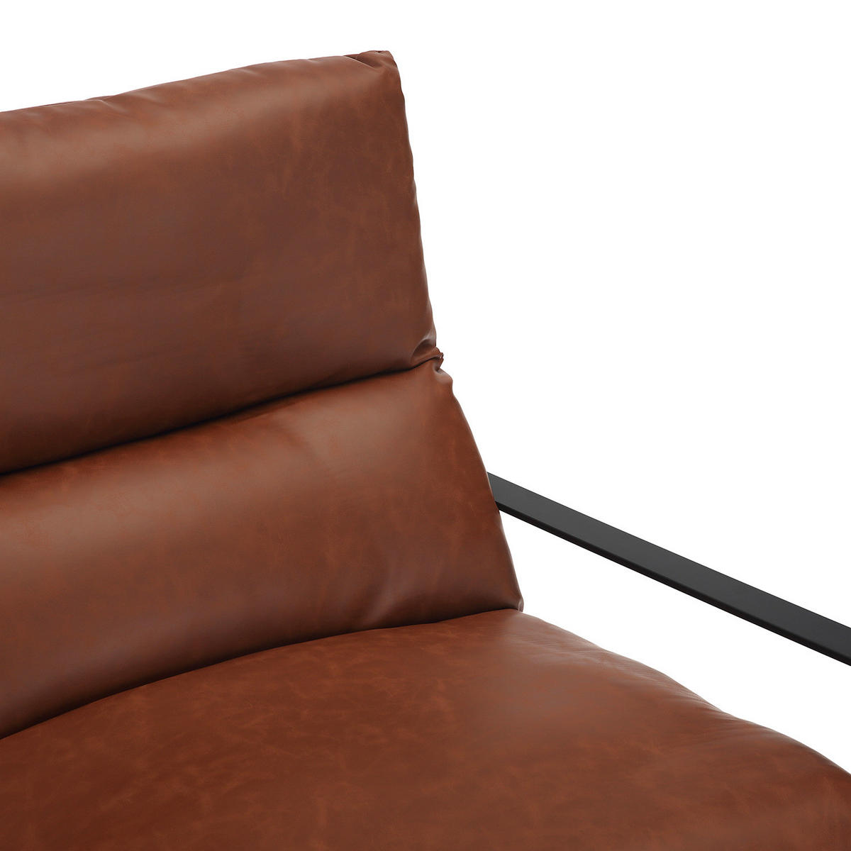 LOUNGESESSEL - Schwarz/Braun, Leder/Kunststoff (76/76/81cm) - home24