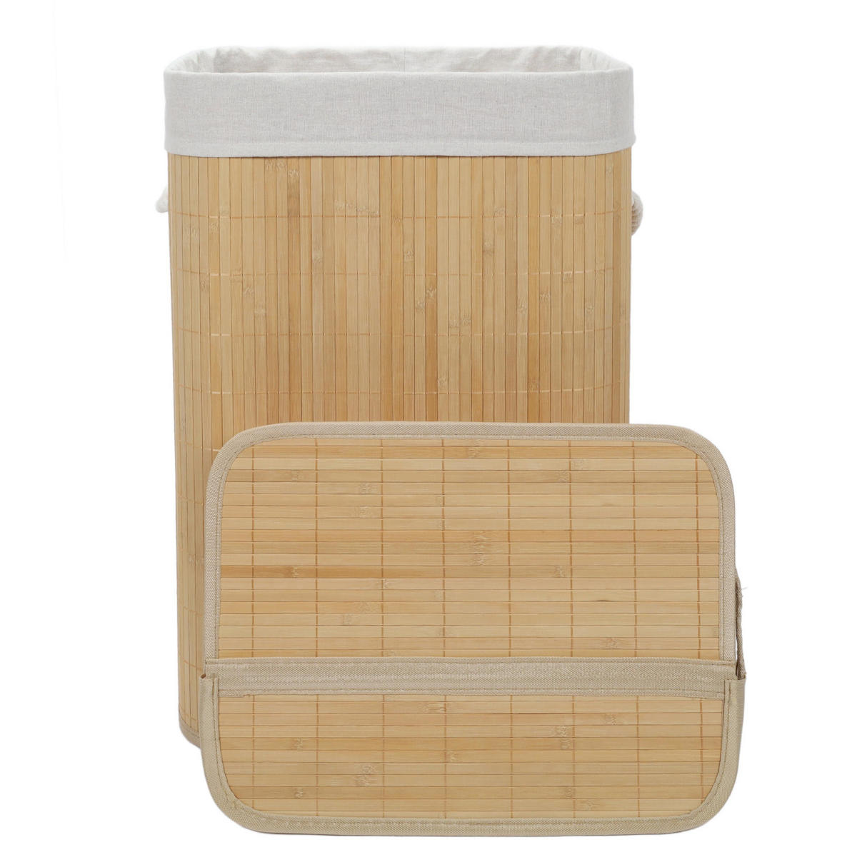 WÄSCHEKORB Bambus Luva 80 l - Beige, Naturmaterialien (42/60/32cm) - NUXIO