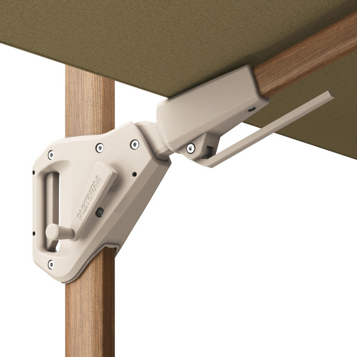 AMPELSCHIRM quadratisch 3 x 3 m Challenger T² Premium 360° kippbar natur/teak - Creme, Metall (300/300cm) - Platinum