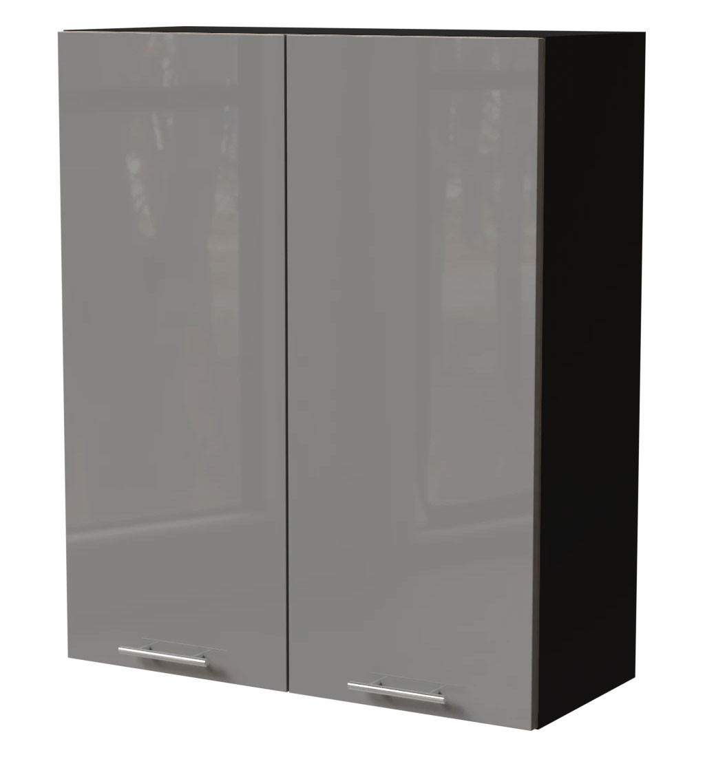 KÜCHENHÄNGESCHRANK Essen W4/80 Grau Hochglanz / Schwarz Matt 80 / 32,5 / 96cm - Schwarz/Grau, Holz/Holzwerkstoff (80/96/32.5cm) - Feldmann-Wohnen